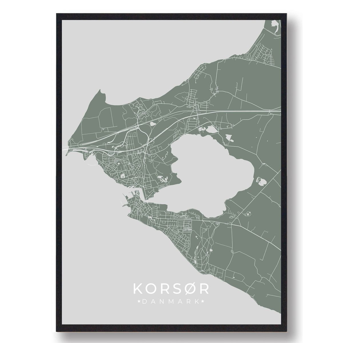 Korsør plakat - grøn (Størrelse: L - 50x70cm (B2))