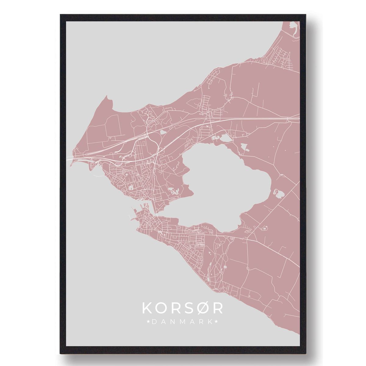 Korsør plakat - rosa (Størrelse: L - 50x70cm (B2))