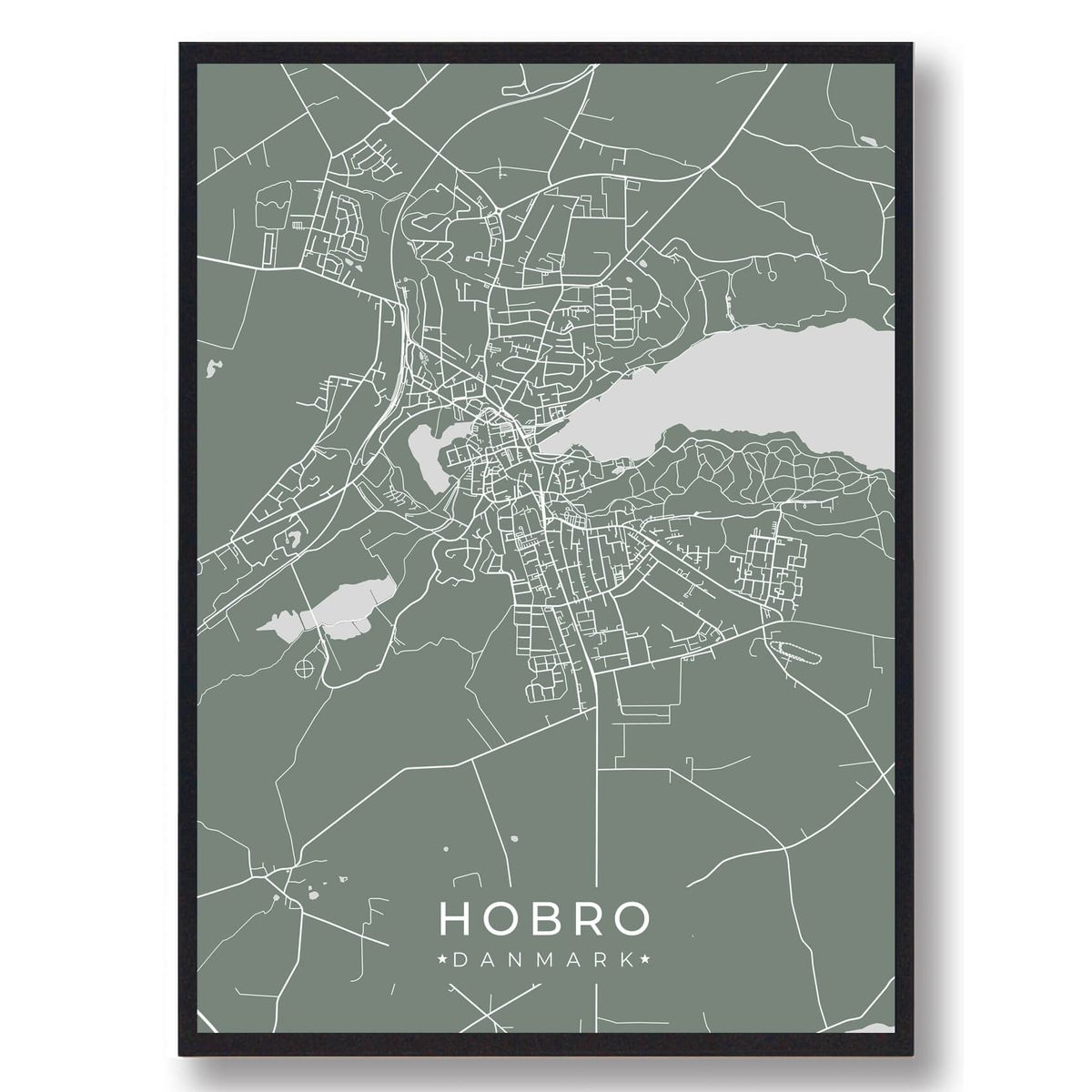 Hobro plakat - grøn (Størrelse: L - 50x70cm (B2))