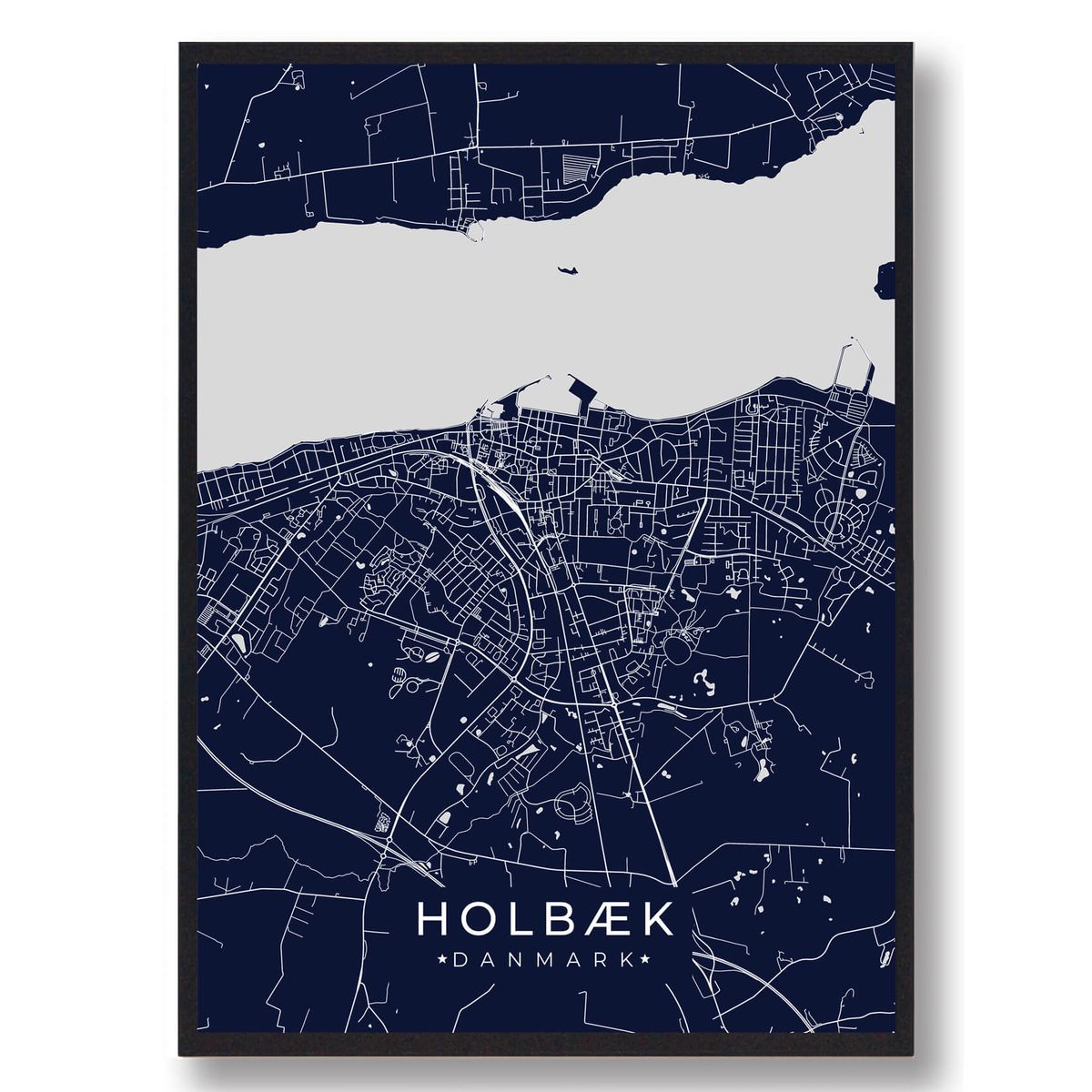 Holbæk plakat - mørkeblå (Størrelse: L - 50x70cm (B2))