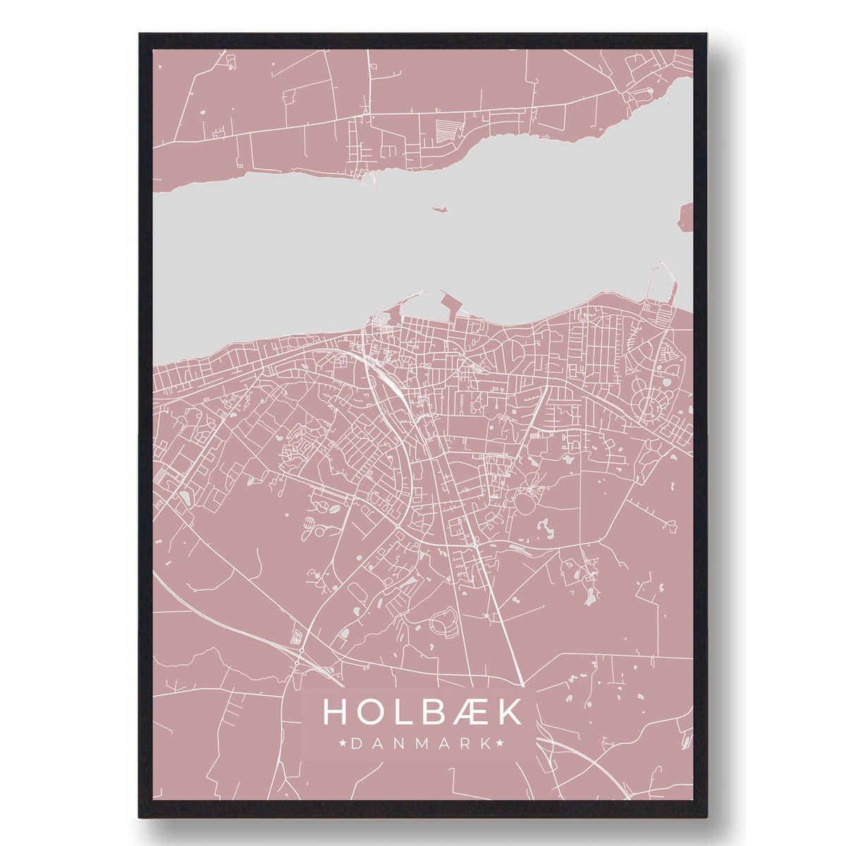 Holbæk plakat - rosa (Størrelse: L - 50x70cm (B2))