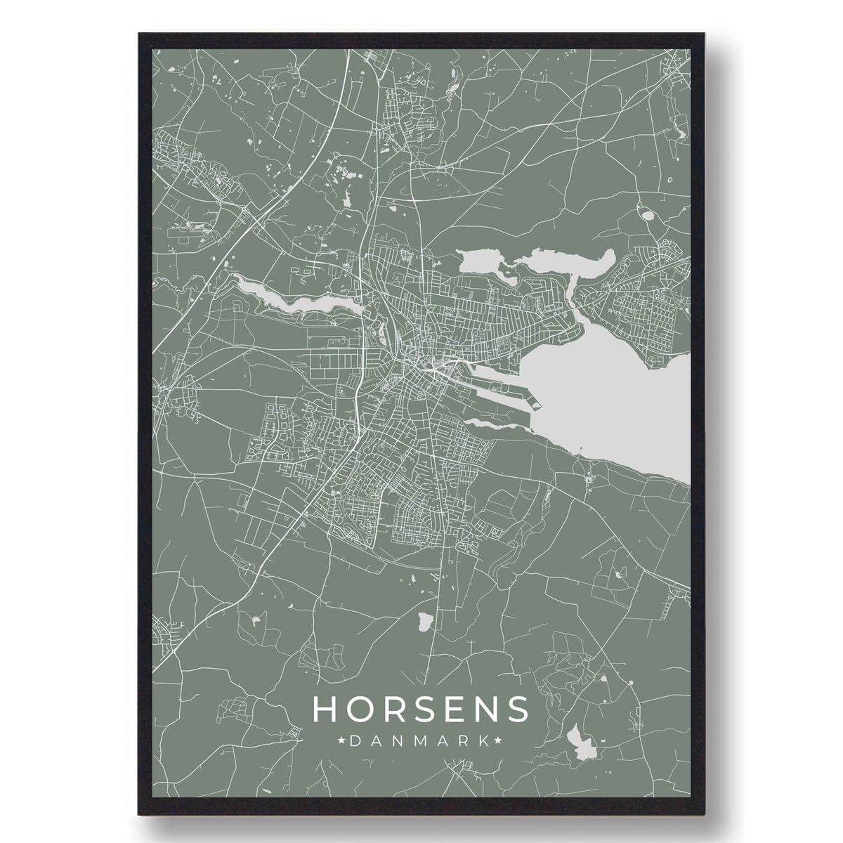 Horsens plakat - grøn (Størrelse: L - 50x70cm (B2))