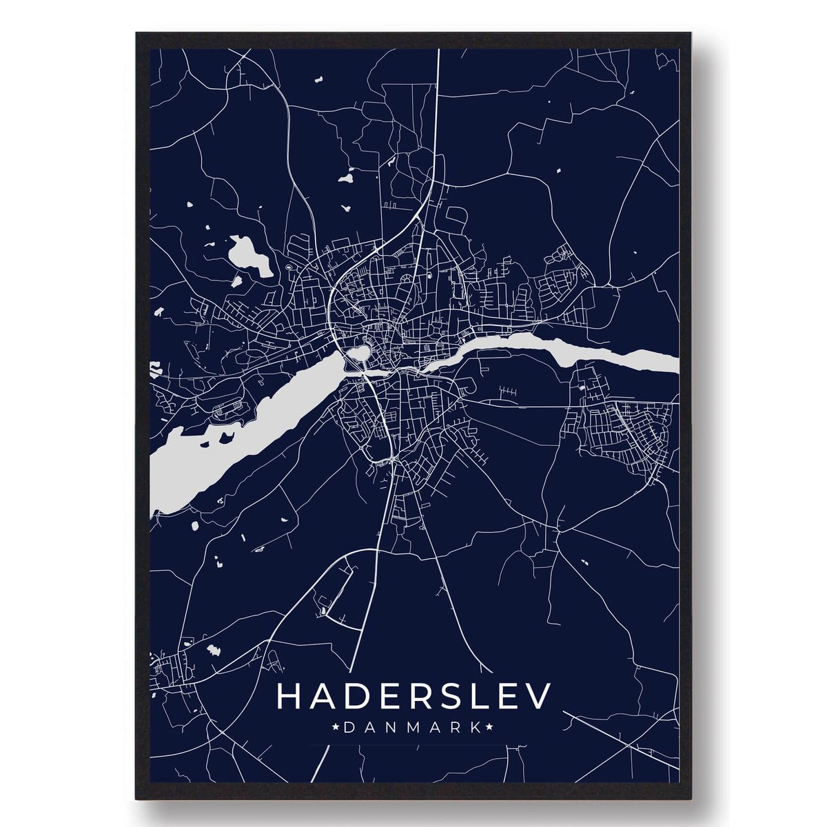 Haderslev plakat - mørkeblå (Størrelse: L - 50x70cm (B2))