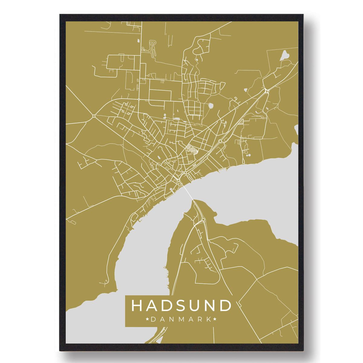 Hadsund plakat - gul (Størrelse: L - 50x70cm (B2))