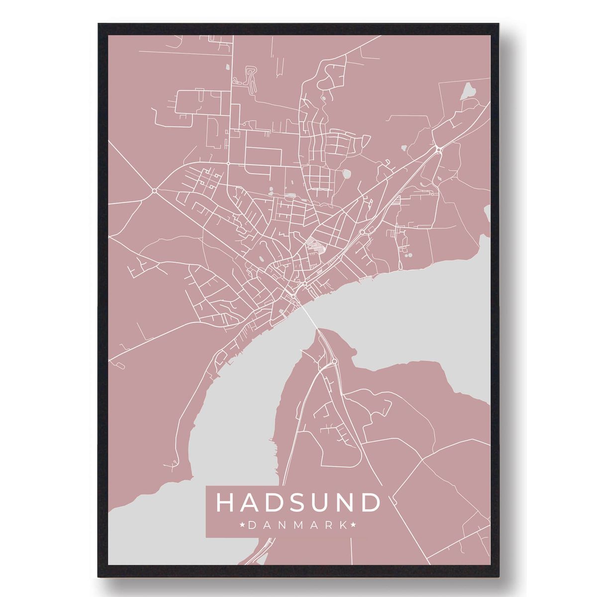 Hadsund plakat - rosa (Størrelse: L - 50x70cm (B2))