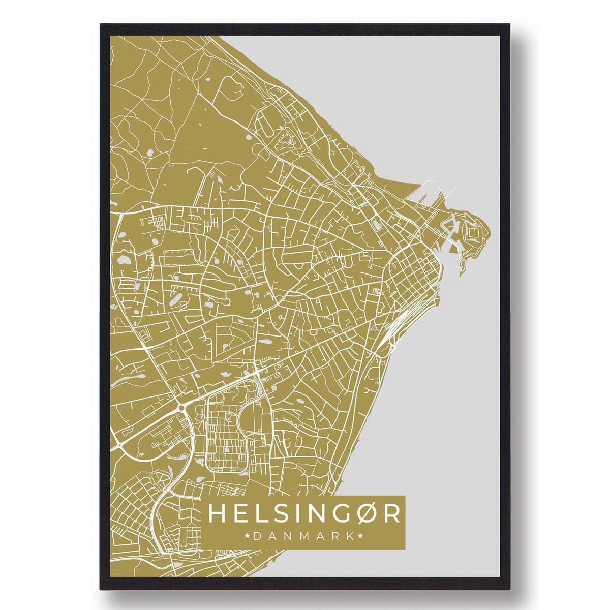 Helsingør plakat - gul (Størrelse: L - 50x70cm (B2))