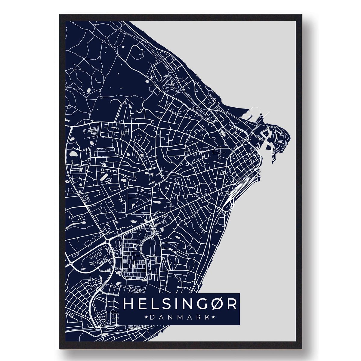 Helsingør plakat - mørkeblå (Størrelse: L - 50x70cm (B2))