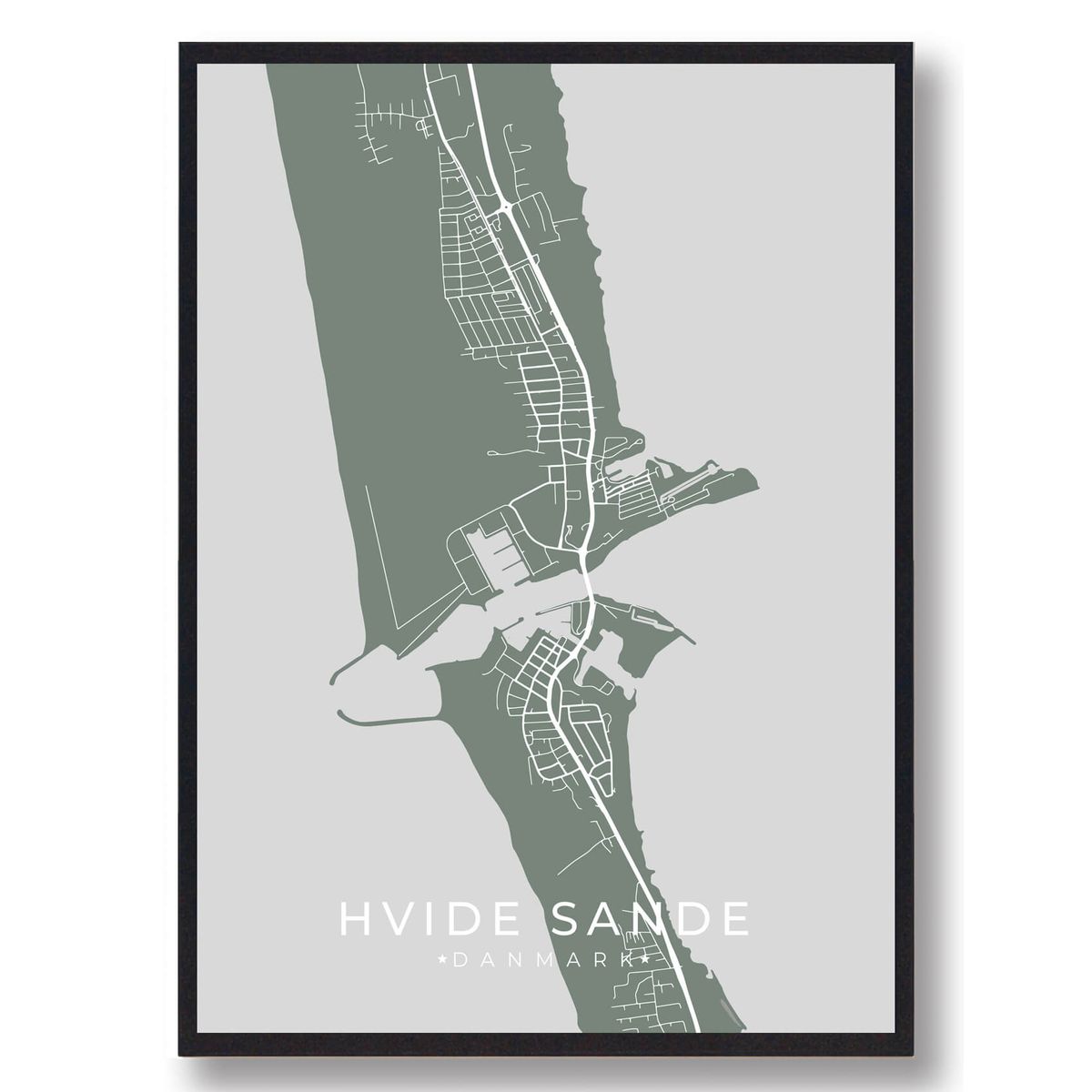 Hvide Sande byplakat - grøn (Størrelse: L - 50x70cm (B2))