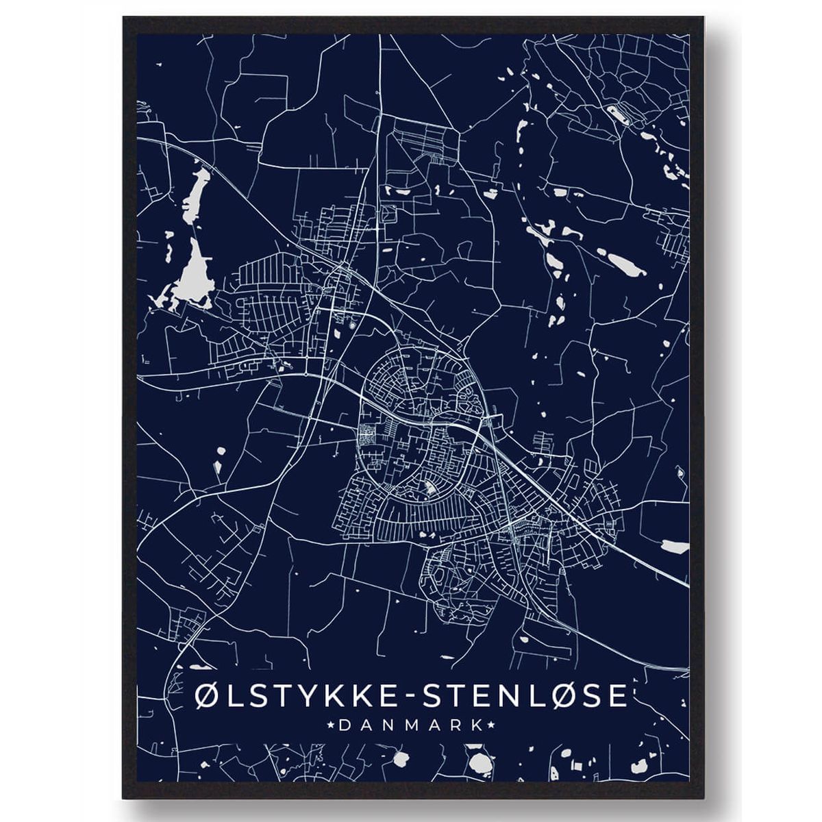 Ølstykke-Stenløse plakat - mørkeblå (Størrelse: L - 50x70cm (B2))