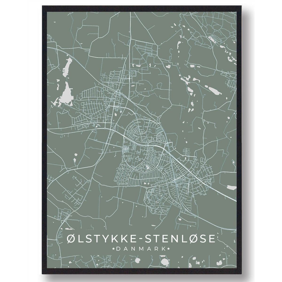 Ølstykke-Stenløse plakat - grøn (Størrelse: L - 50x70cm (B2))