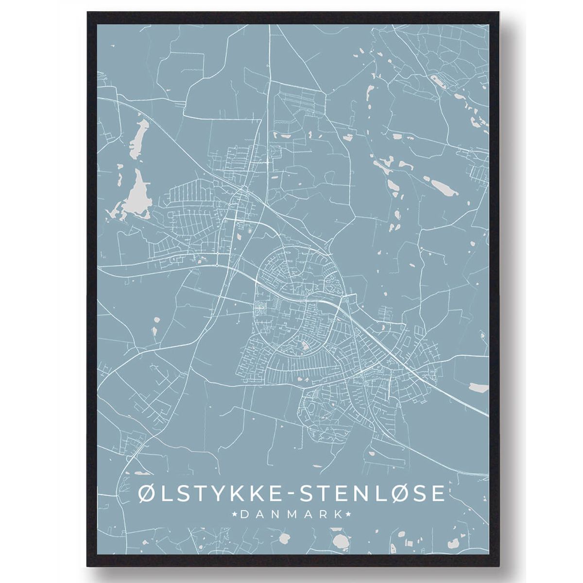 Ølstykke-Stenløse plakat - lyseblå (Størrelse: L - 50x70cm (B2))