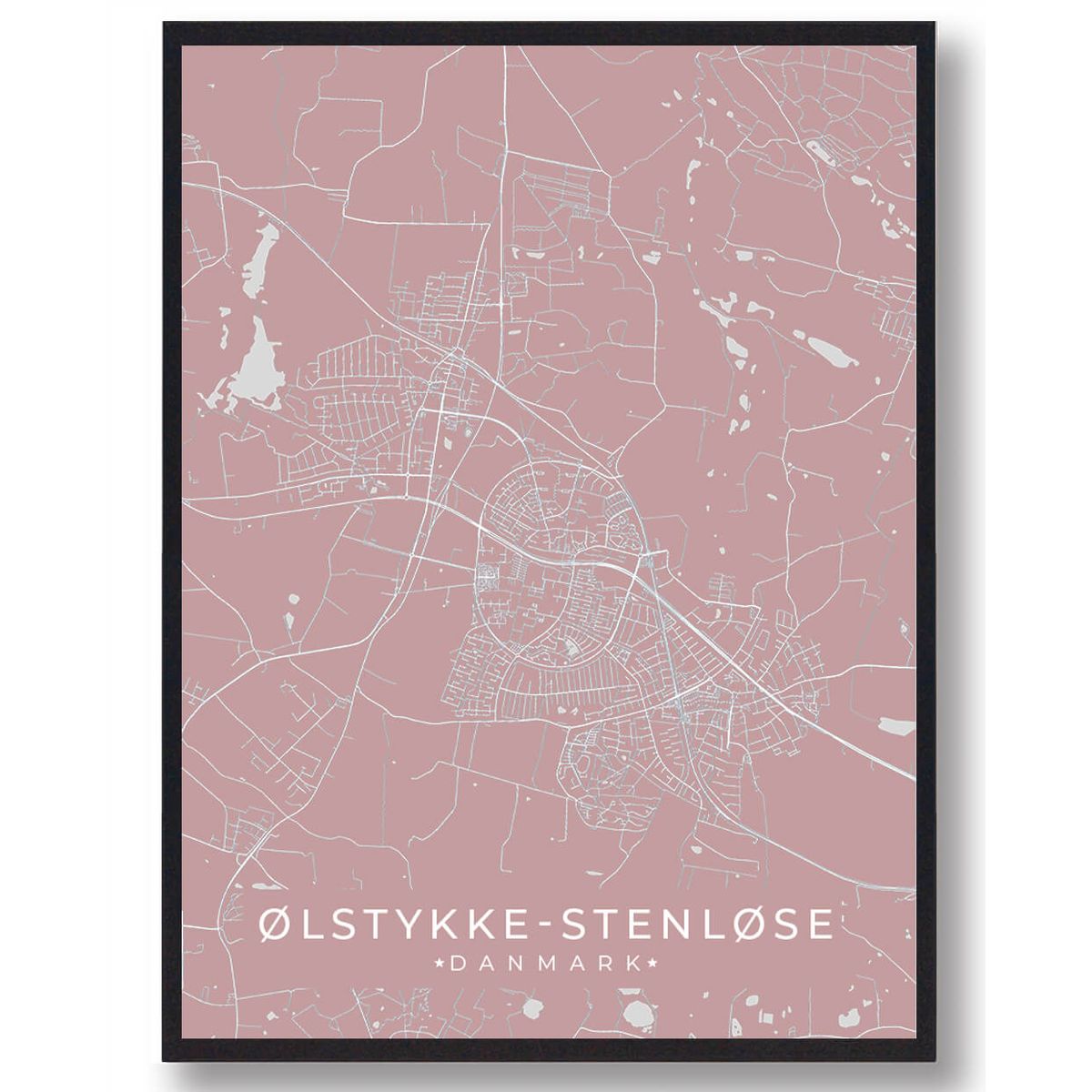 Ølstykke-Stenløse plakat - rosa (Størrelse: L - 50x70cm (B2))