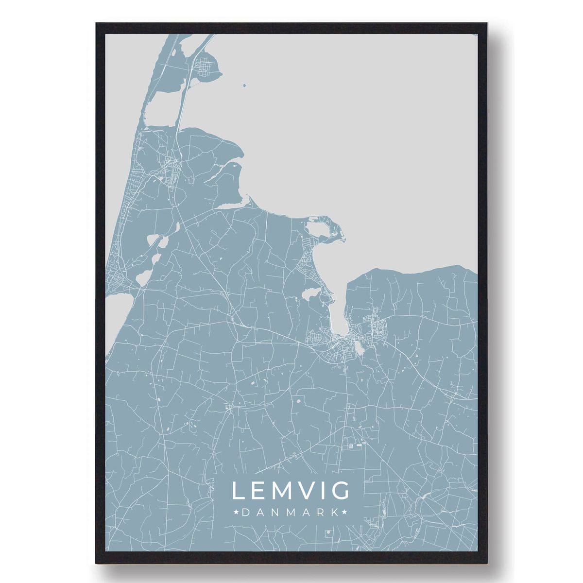 Lemvig plakat - lyseblå (Størrelse: L - 50x70cm (B2))