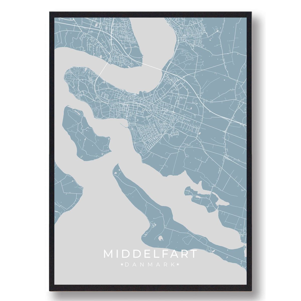 Middelfart plakat - lyseblå (Størrelse: L - 50x70cm (B2))