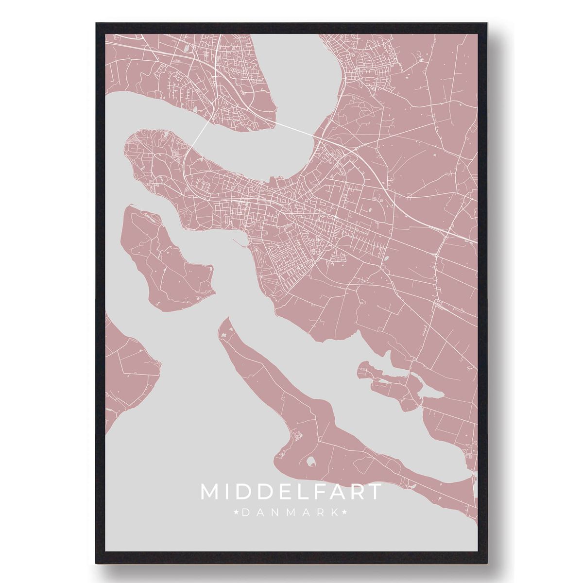 Middelfart plakat - rosa (Størrelse: L - 50x70cm (B2))