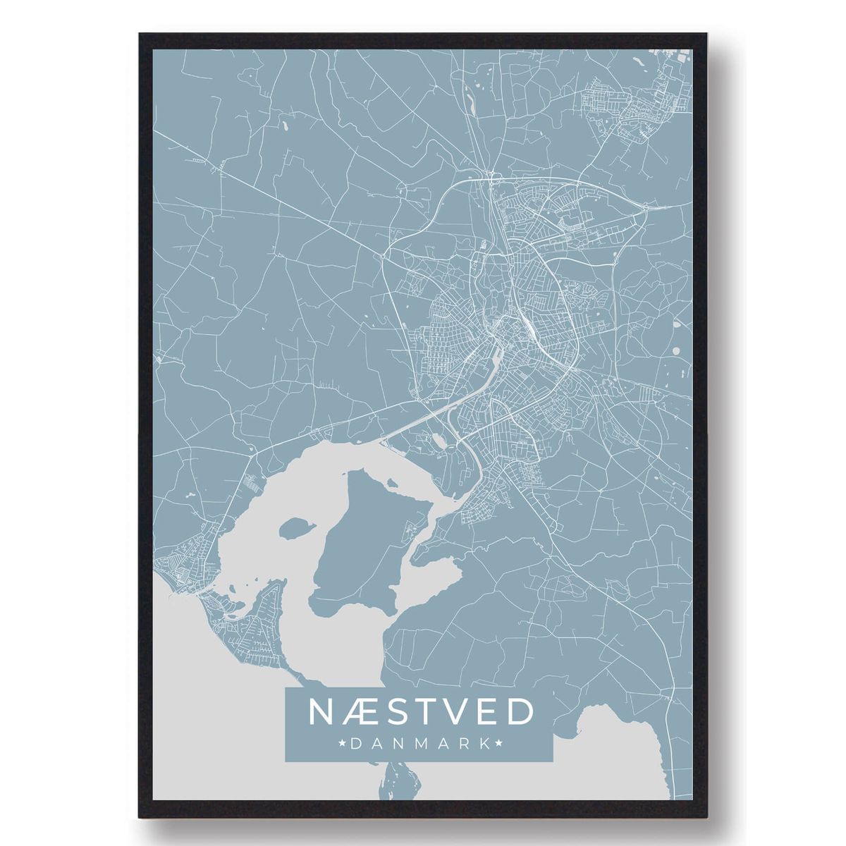 Næstved plakat - lyseblå (Størrelse: L - 50x70cm (B2))