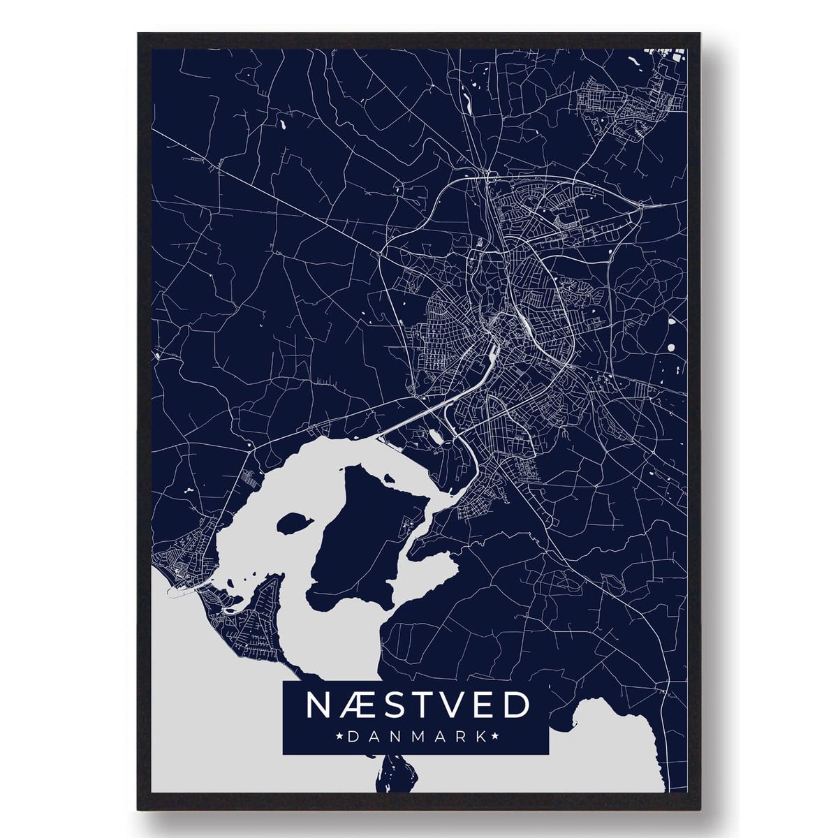 Næstved plakat - mørkeblå (Størrelse: L - 50x70cm (B2))