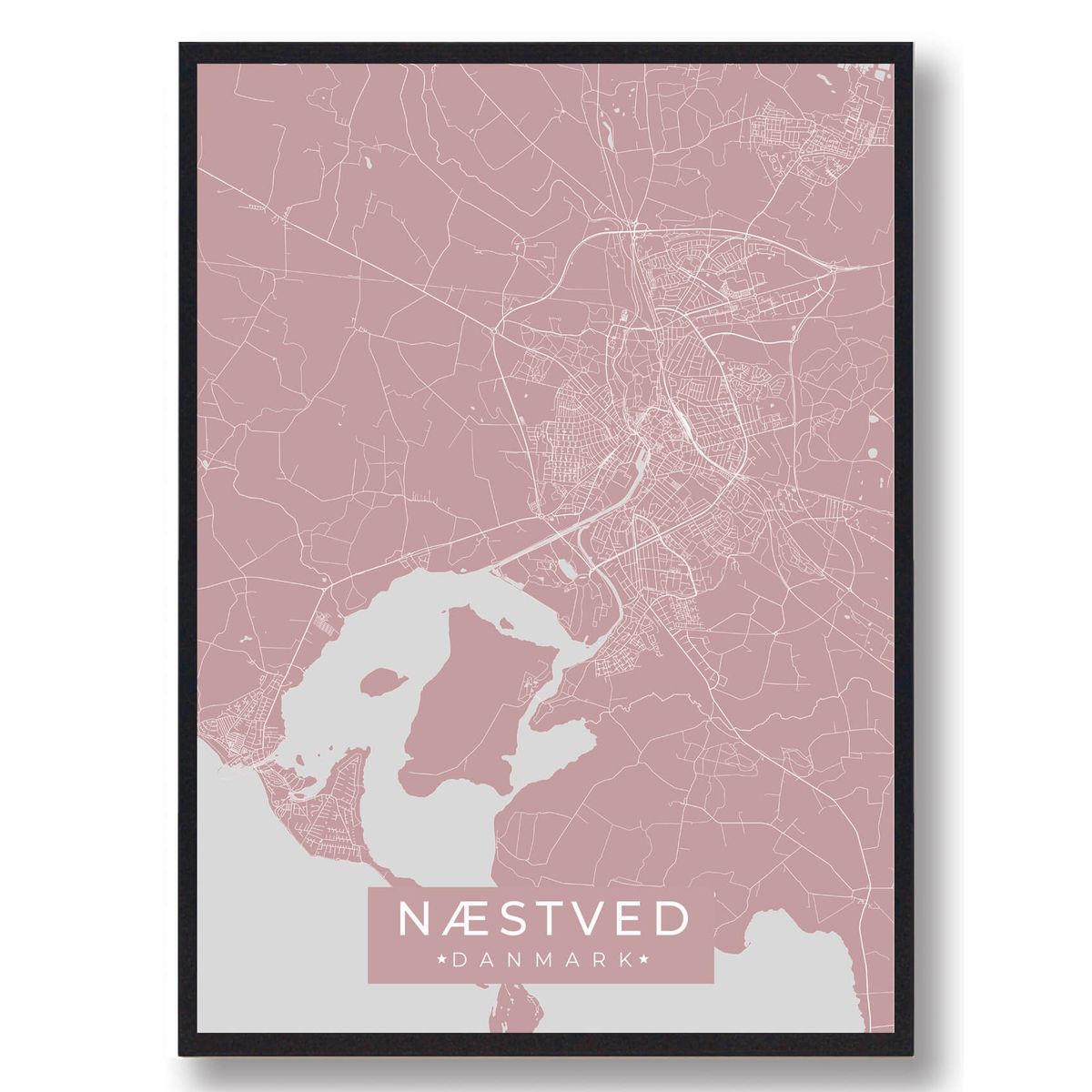 Næstved plakat - rosa (Størrelse: L - 50x70cm (B2))