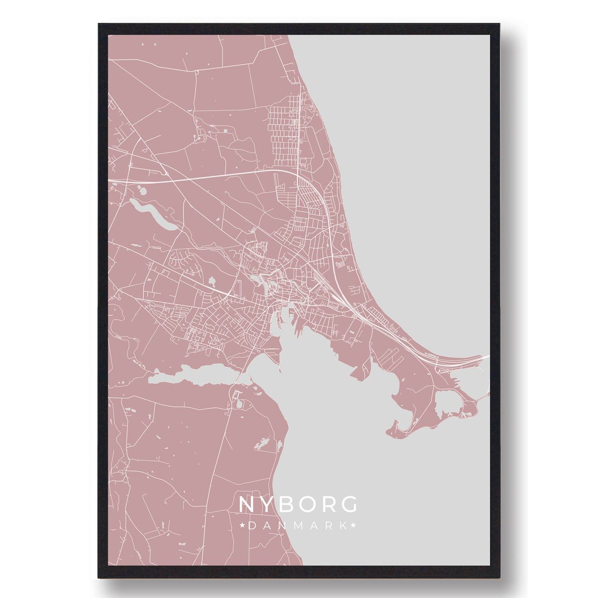 Nyborg plakat - rosa (Størrelse: L - 50x70cm (B2))