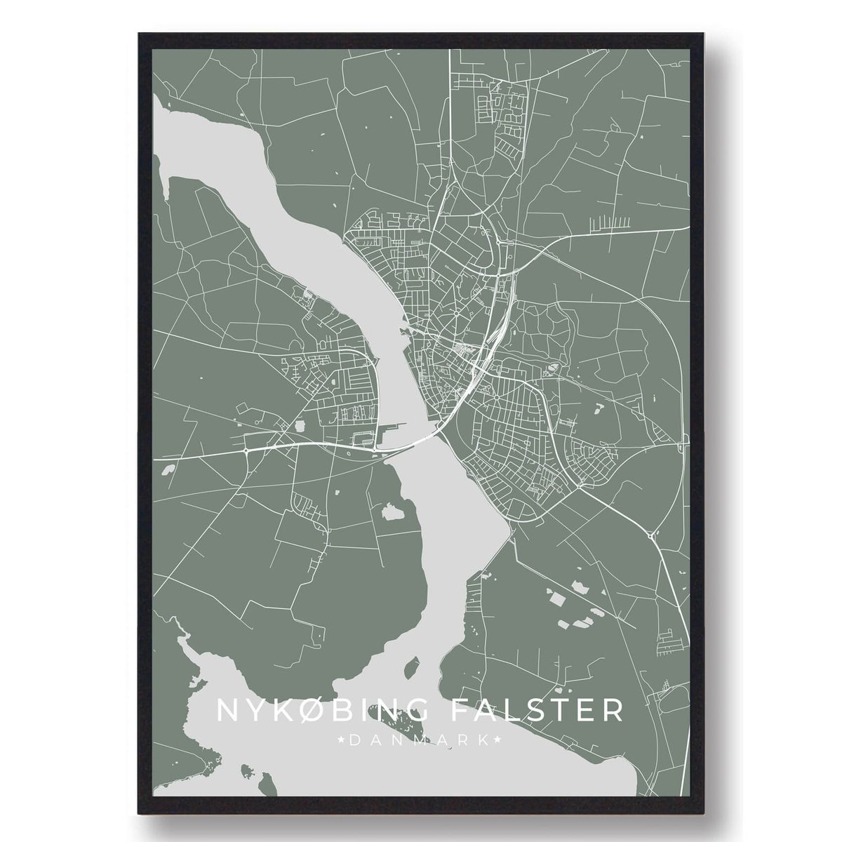 Nykøbing Falster plakat - grøn (Størrelse: L - 50x70cm (B2))