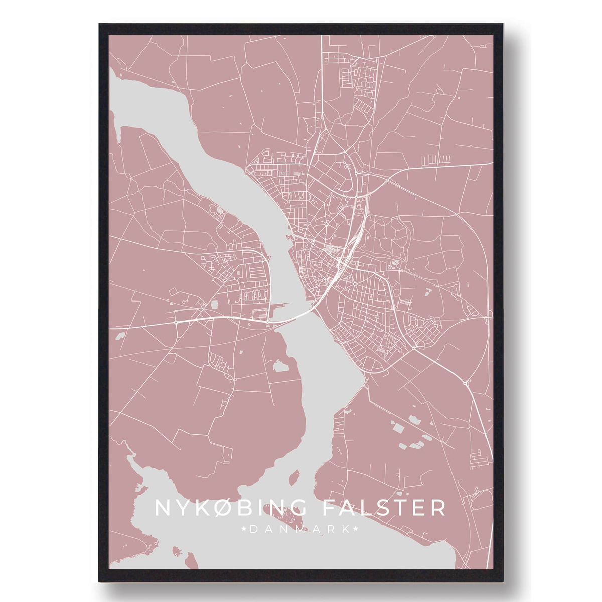 Nykøbing Falster plakat - rosa (Størrelse: L - 50x70cm (B2))