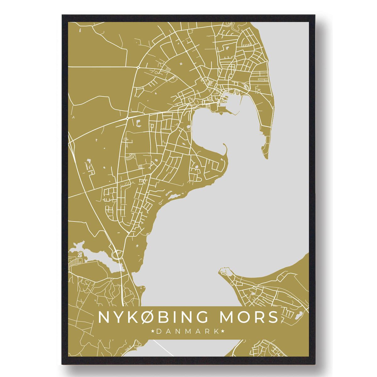 Nykøbing Mors plakat - gul (Størrelse: L - 50x70cm (B2))