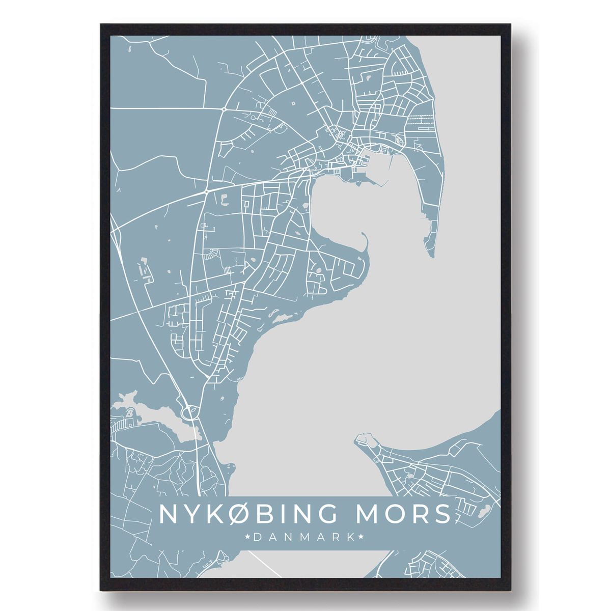 Nykøbing Mors plakat - lyseblå (Størrelse: L - 50x70cm (B2))