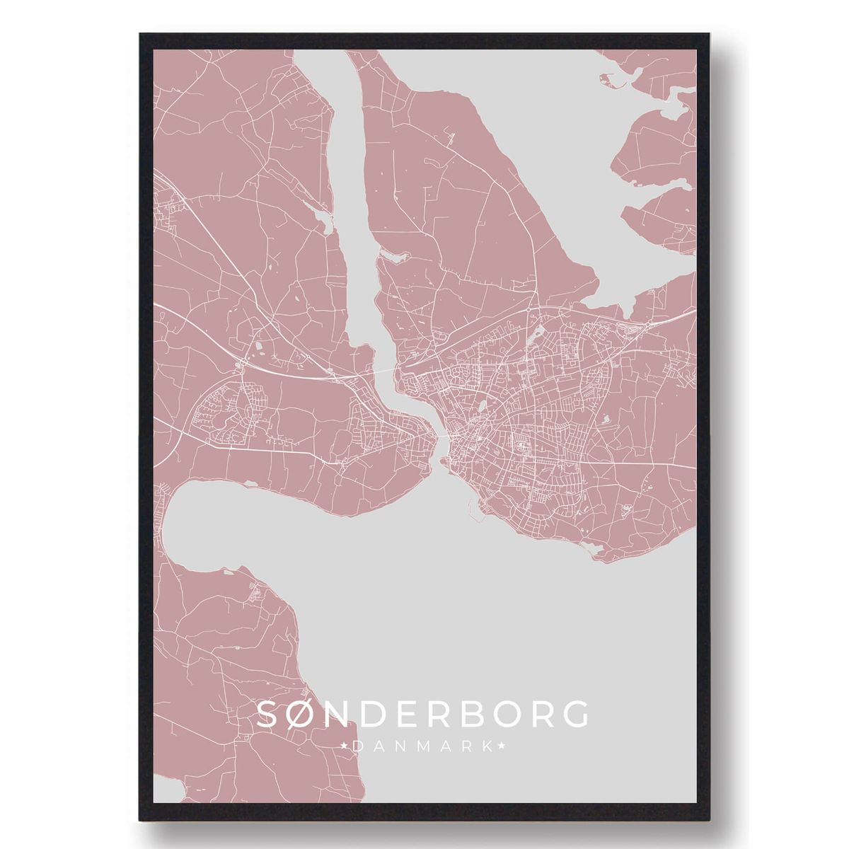 Sønderborg plakat - rosa (Størrelse: L - 50x70cm (B2))