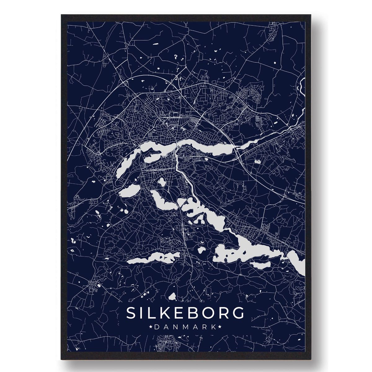 Silkeborg plakat - mørkeblå (Størrelse: L - 50x70cm (B2))