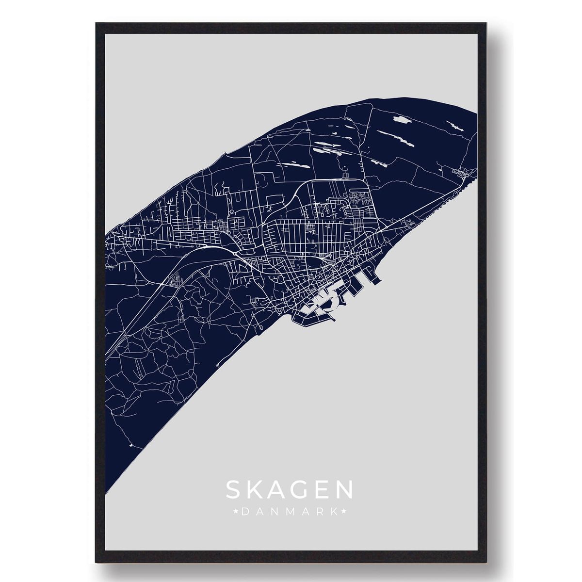 Skagen plakat - mørkeblå (Størrelse: L - 50x70cm (B2))