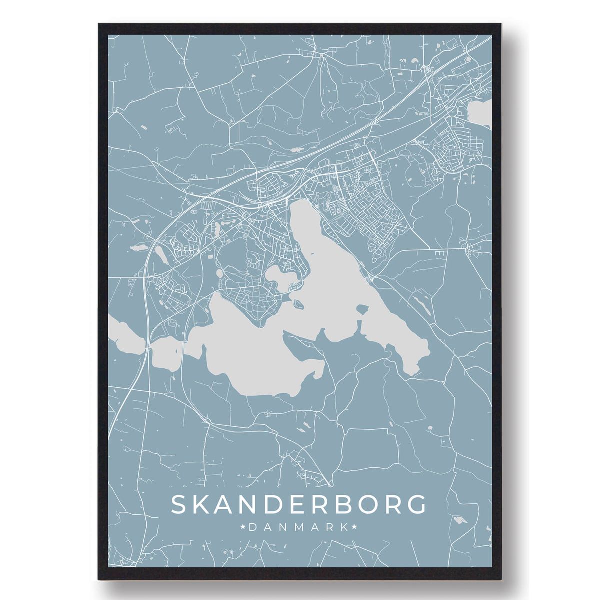 Skanderborg plakat - lyseblå (Størrelse: L - 50x70cm (B2))