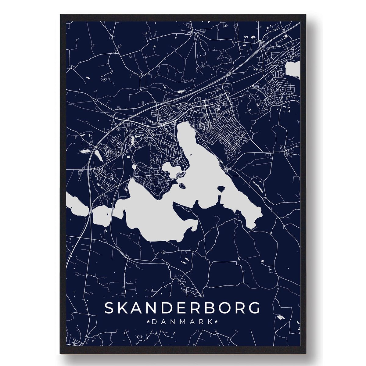 Skanderborg plakat - mørkeblå (Størrelse: L - 50x70cm (B2))