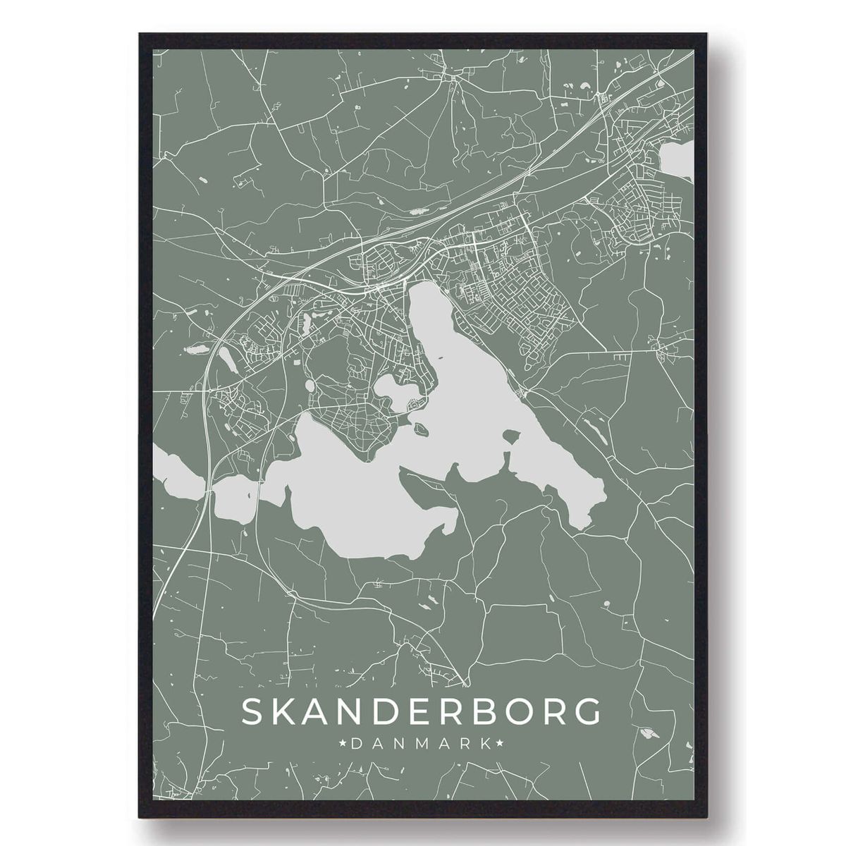 Skanderborg plakat - grøn (Størrelse: L - 50x70cm (B2))