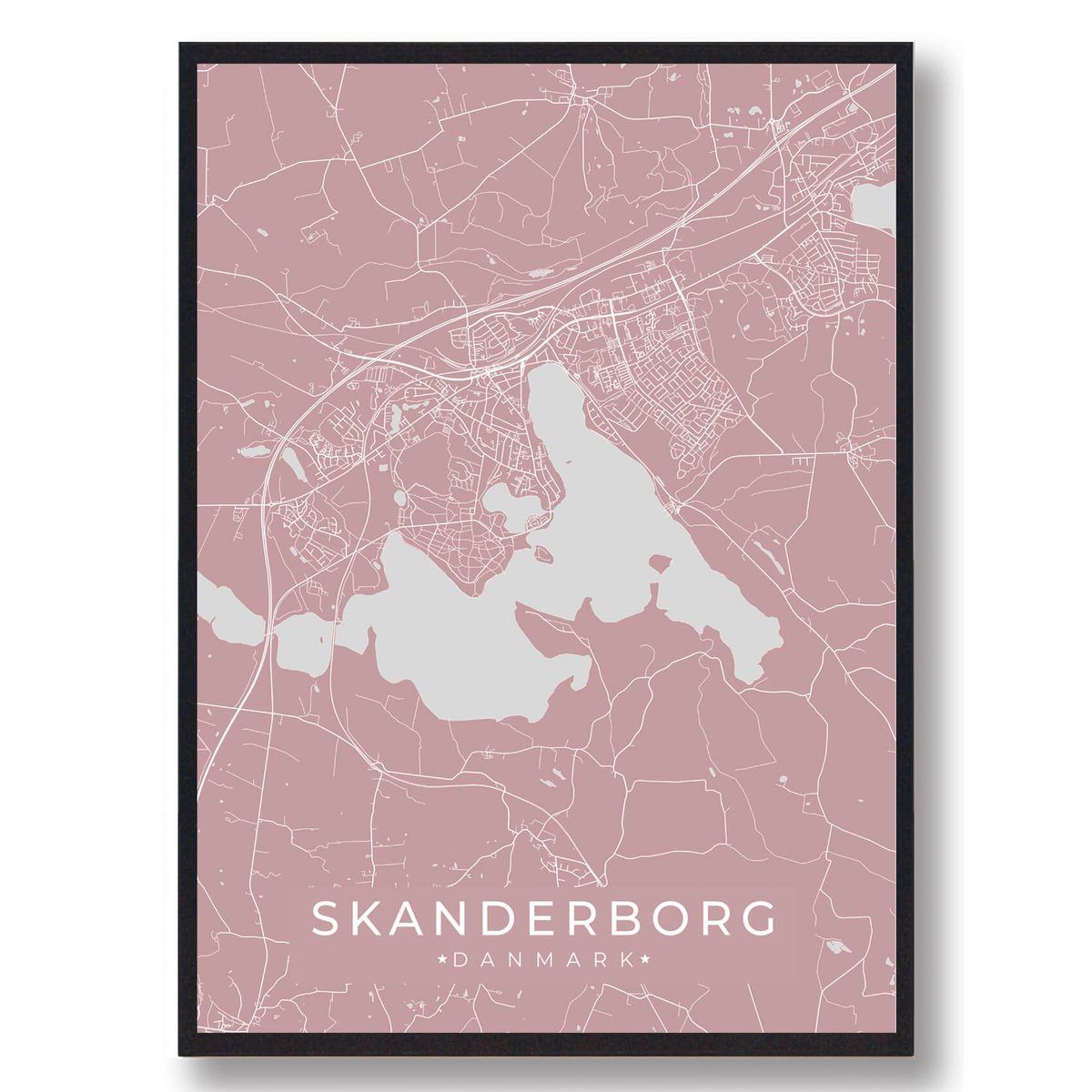 Skanderborg plakat - rosa (Størrelse: L - 50x70cm (B2))