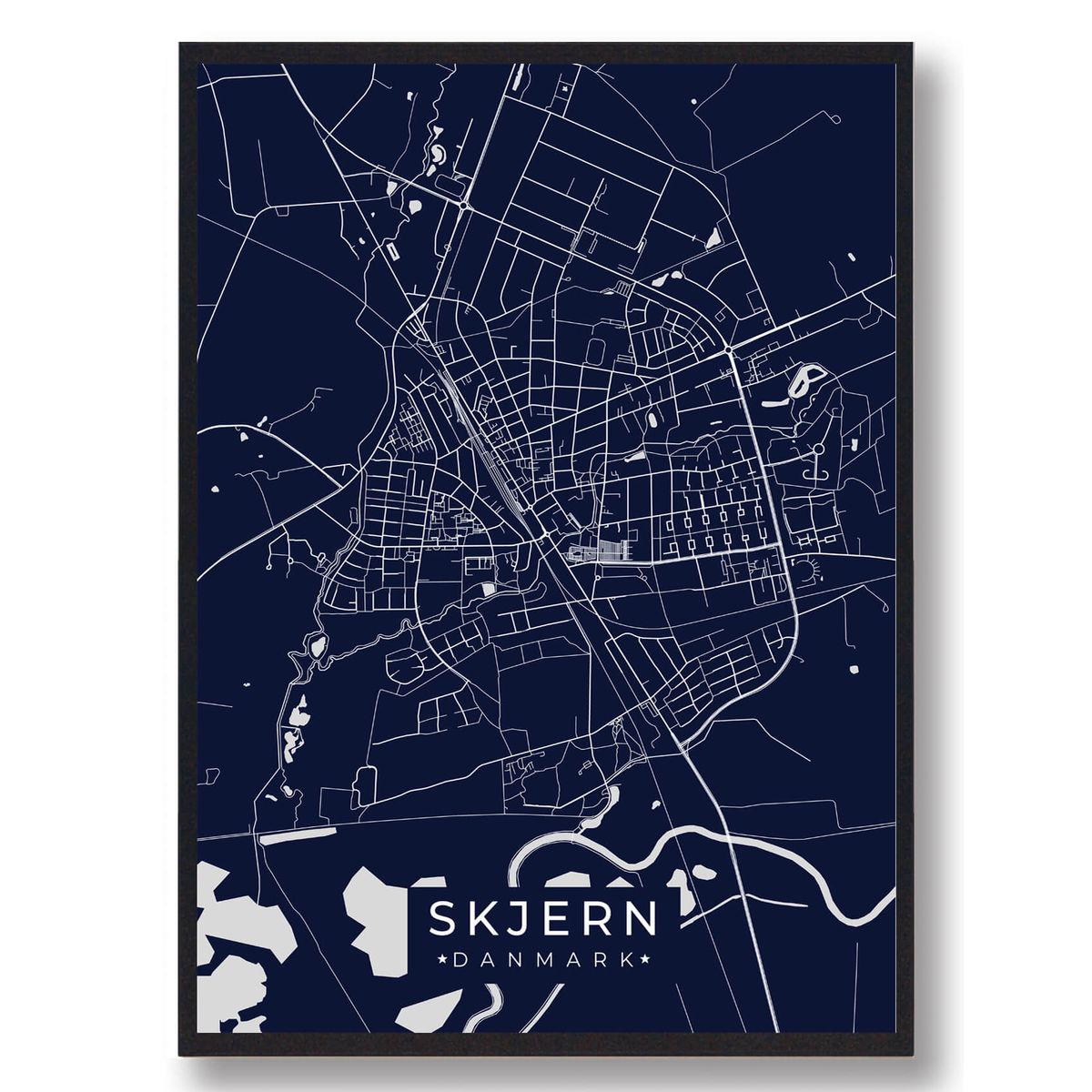 Skjern plakat - mørkeblå (Størrelse: L - 50x70cm (B2))