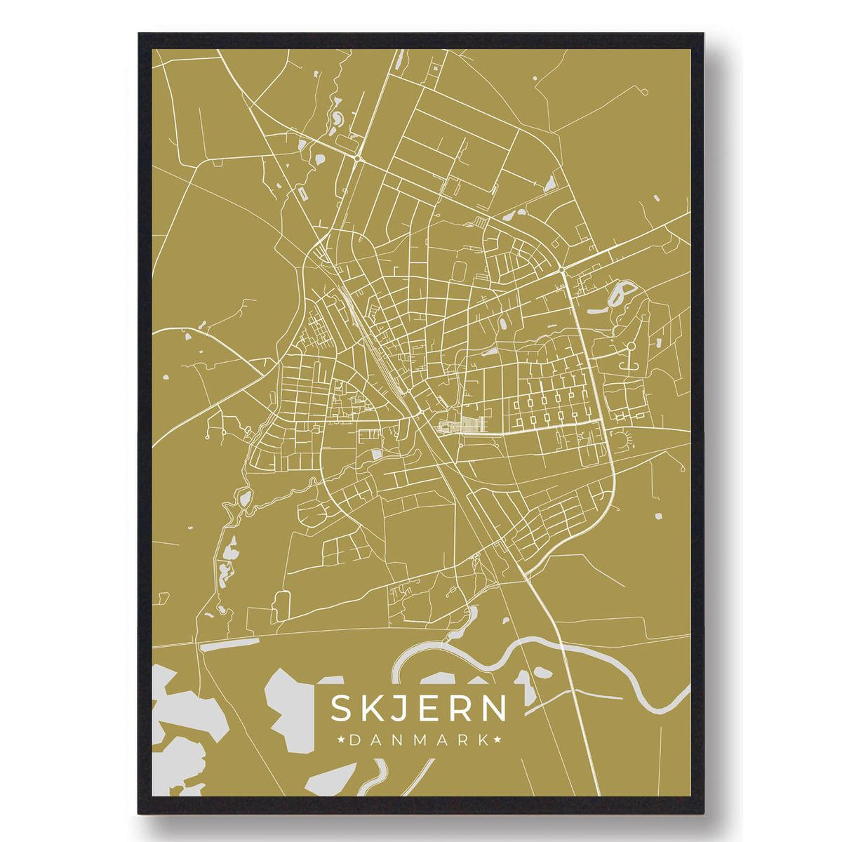 Skjern plakat - gul (Størrelse: L - 50x70cm (B2))