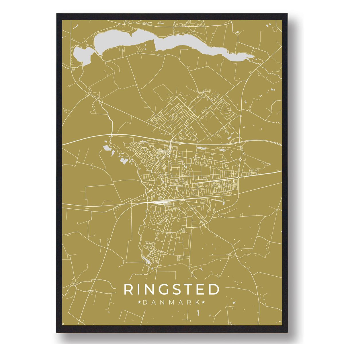 Ringsted plakat - gul (Størrelse: L - 50x70cm (B2))