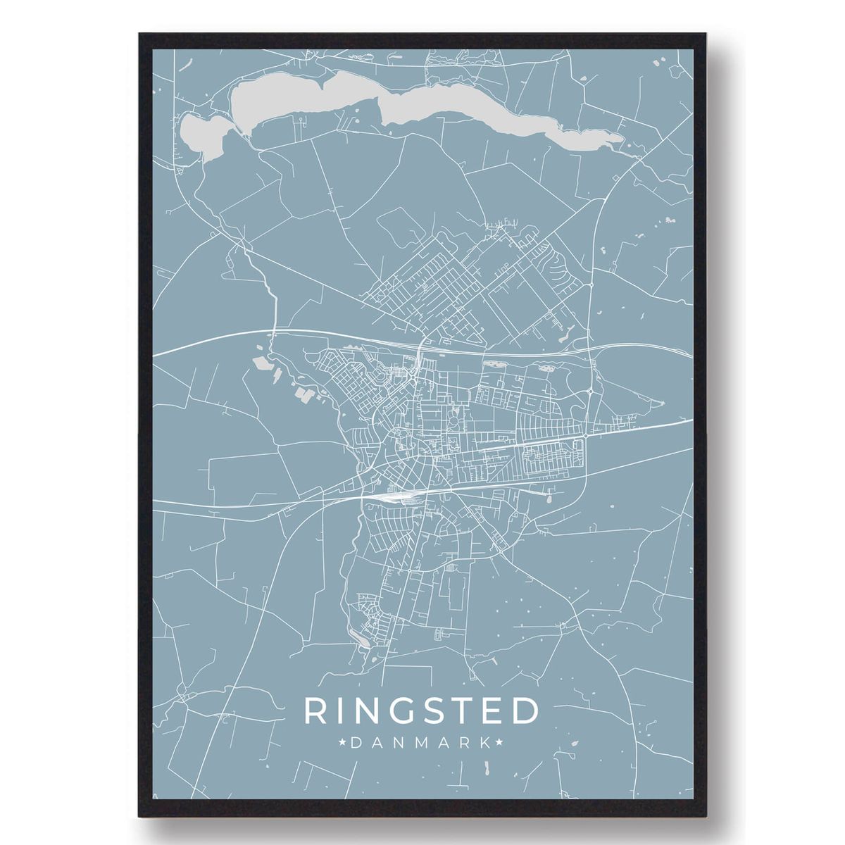 Ringsted plakat - lyseblå (Størrelse: L - 50x70cm (B2))