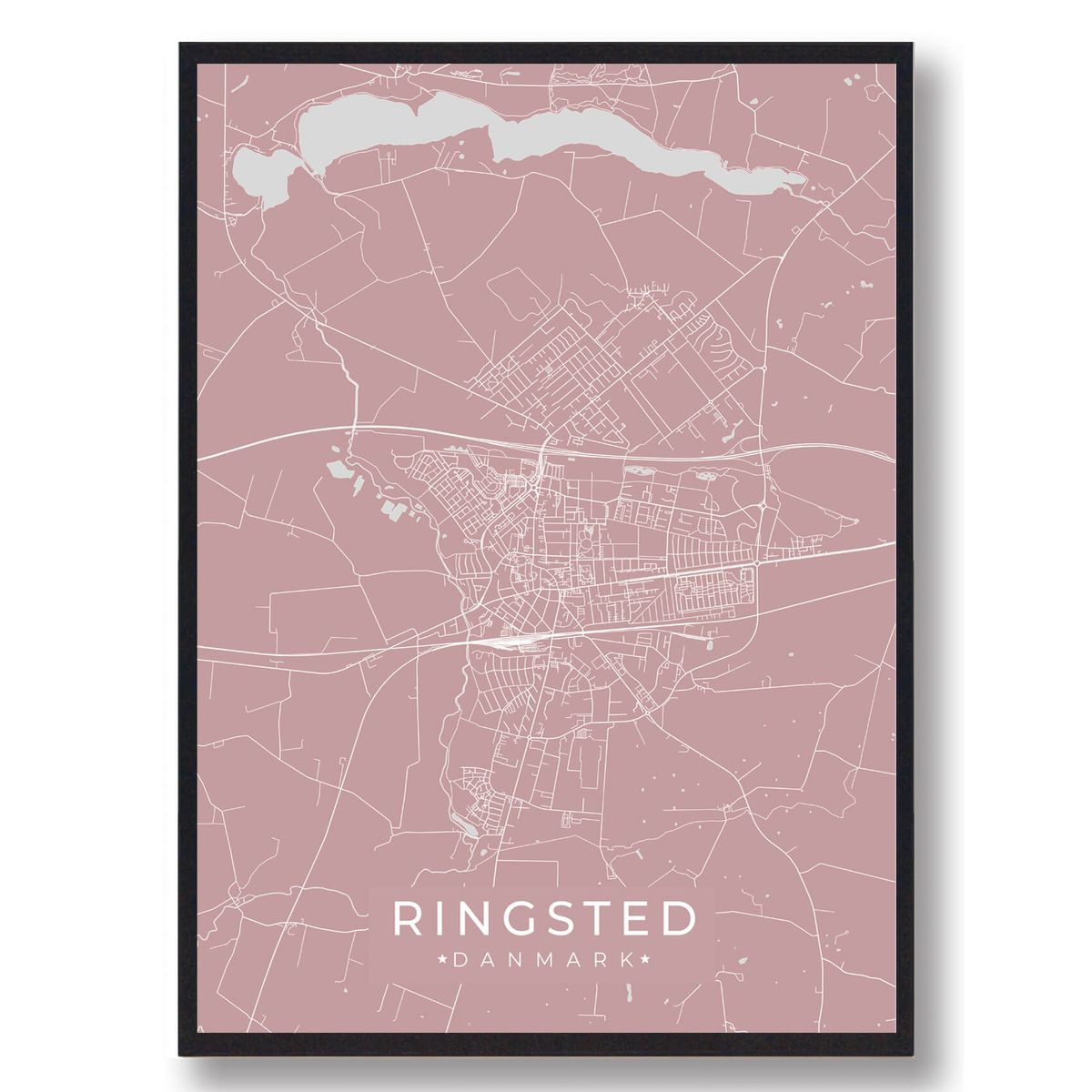 Ringsted plakat - rosa (Størrelse: L - 50x70cm (B2))