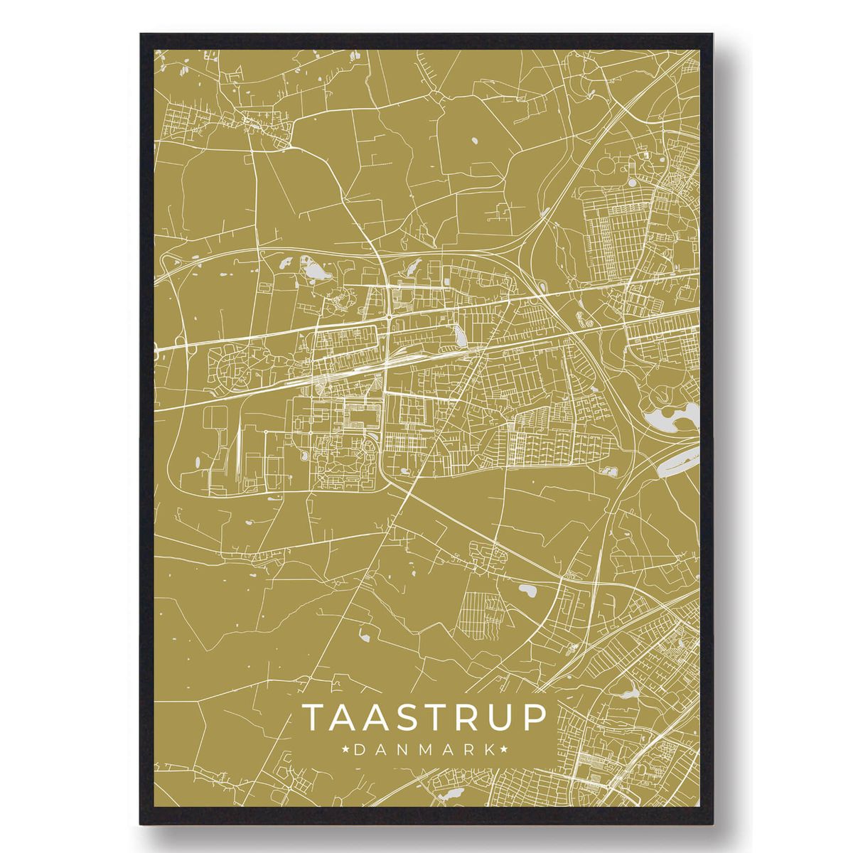 Taastrup plakat - gul (Størrelse: L - 50x70cm (B2))