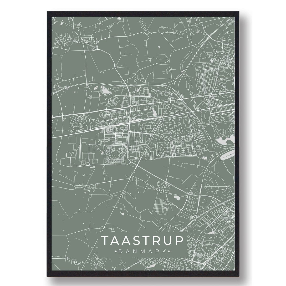 Taastrup plakat - grøn (Størrelse: L - 50x70cm (B2))