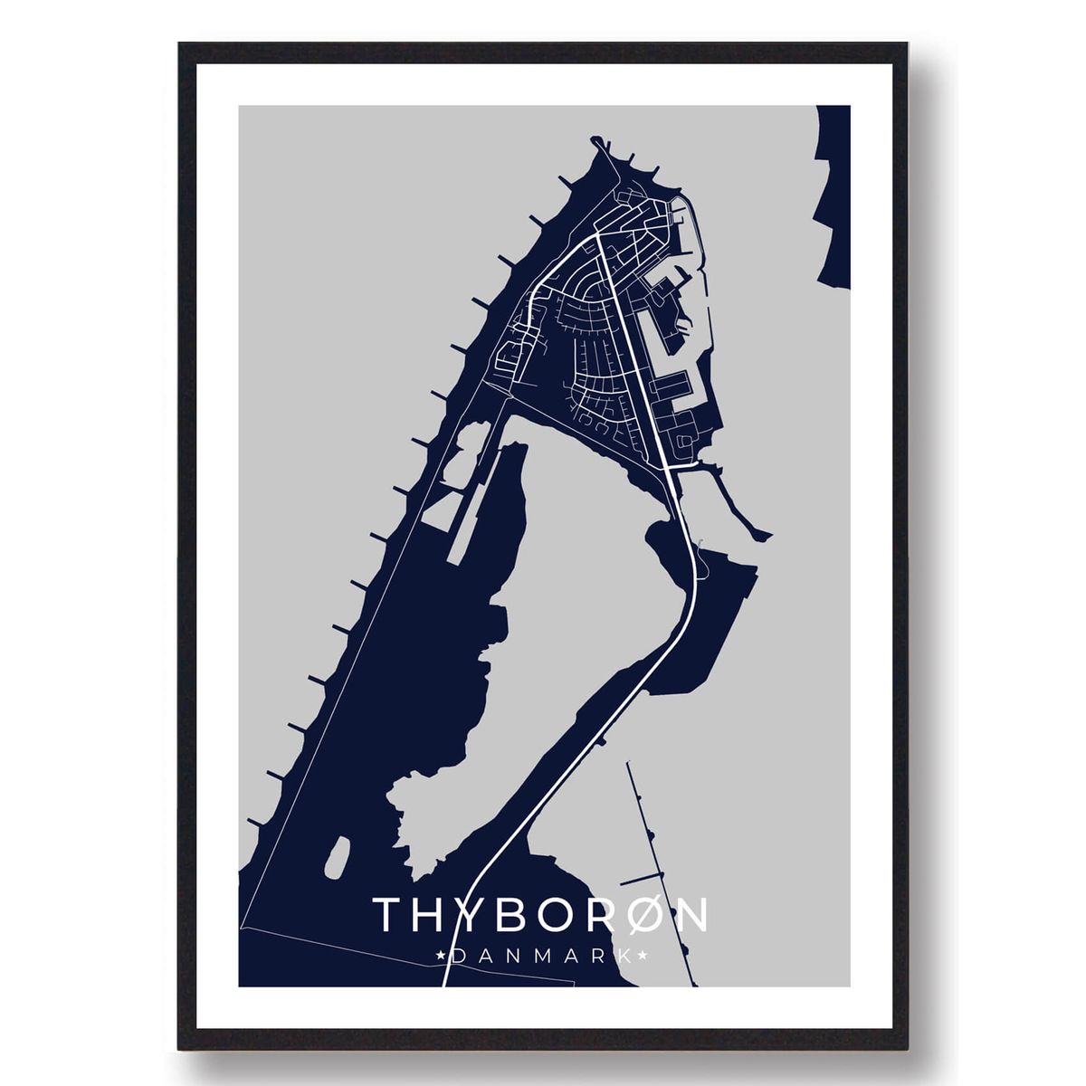 Thyborøn plakat - mørkeblå (Størrelse: L - 50x70cm (B2))