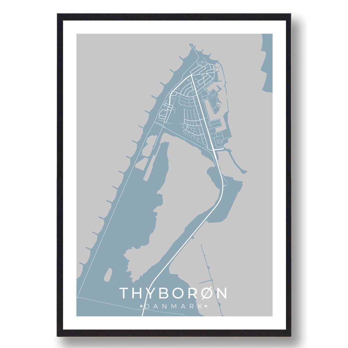 Thyborøn plakat - lyseblå (Størrelse: XS - 15x21cm (A5))