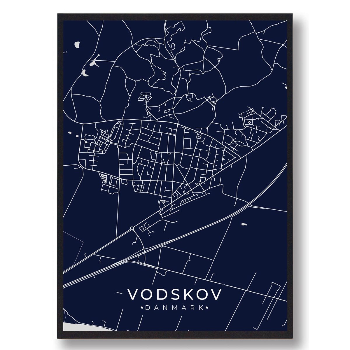 Vodskov plakat - mørkeblå (Størrelse: L - 50x70cm (B2))