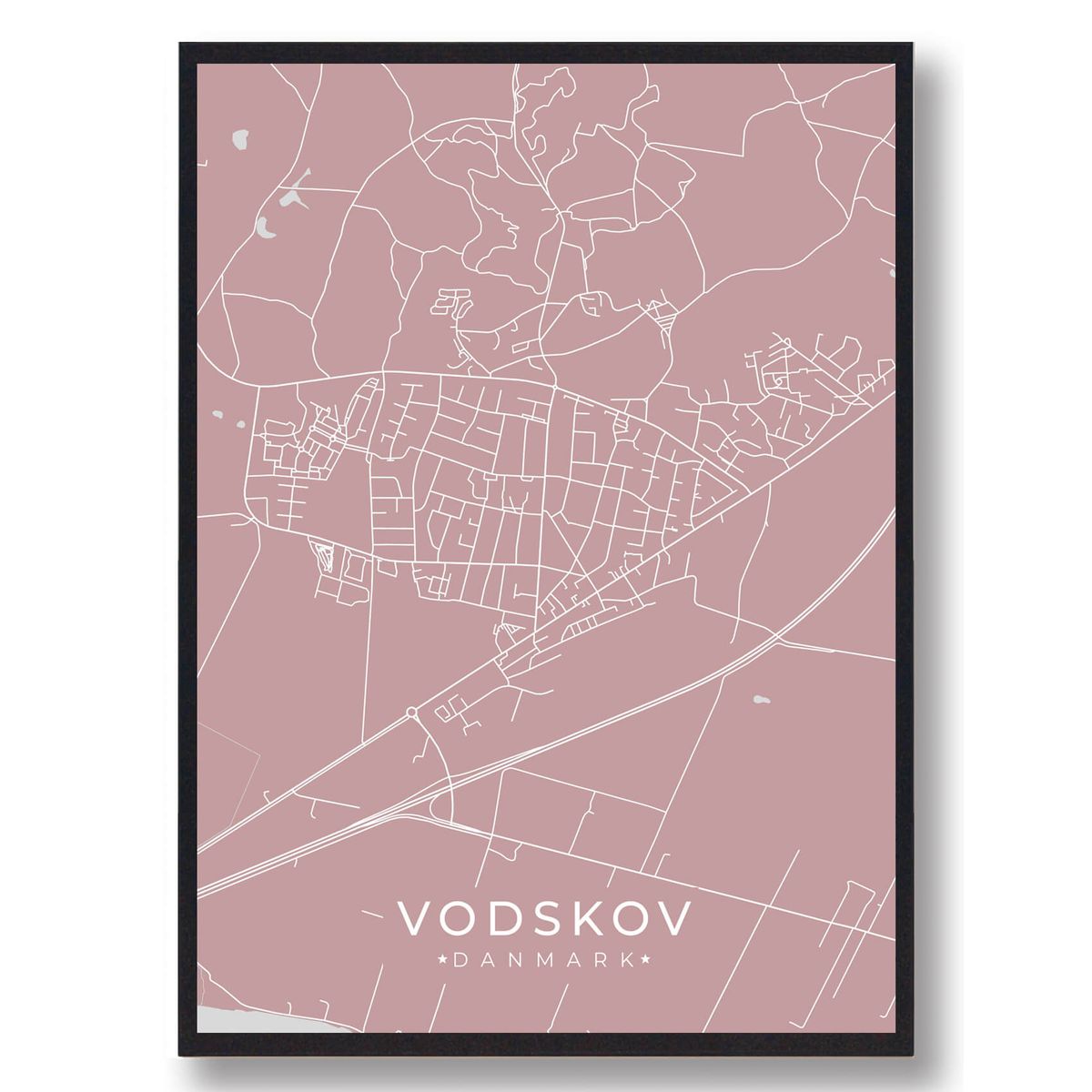 Vodskov plakat - rosa (Størrelse: L - 50x70cm (B2))