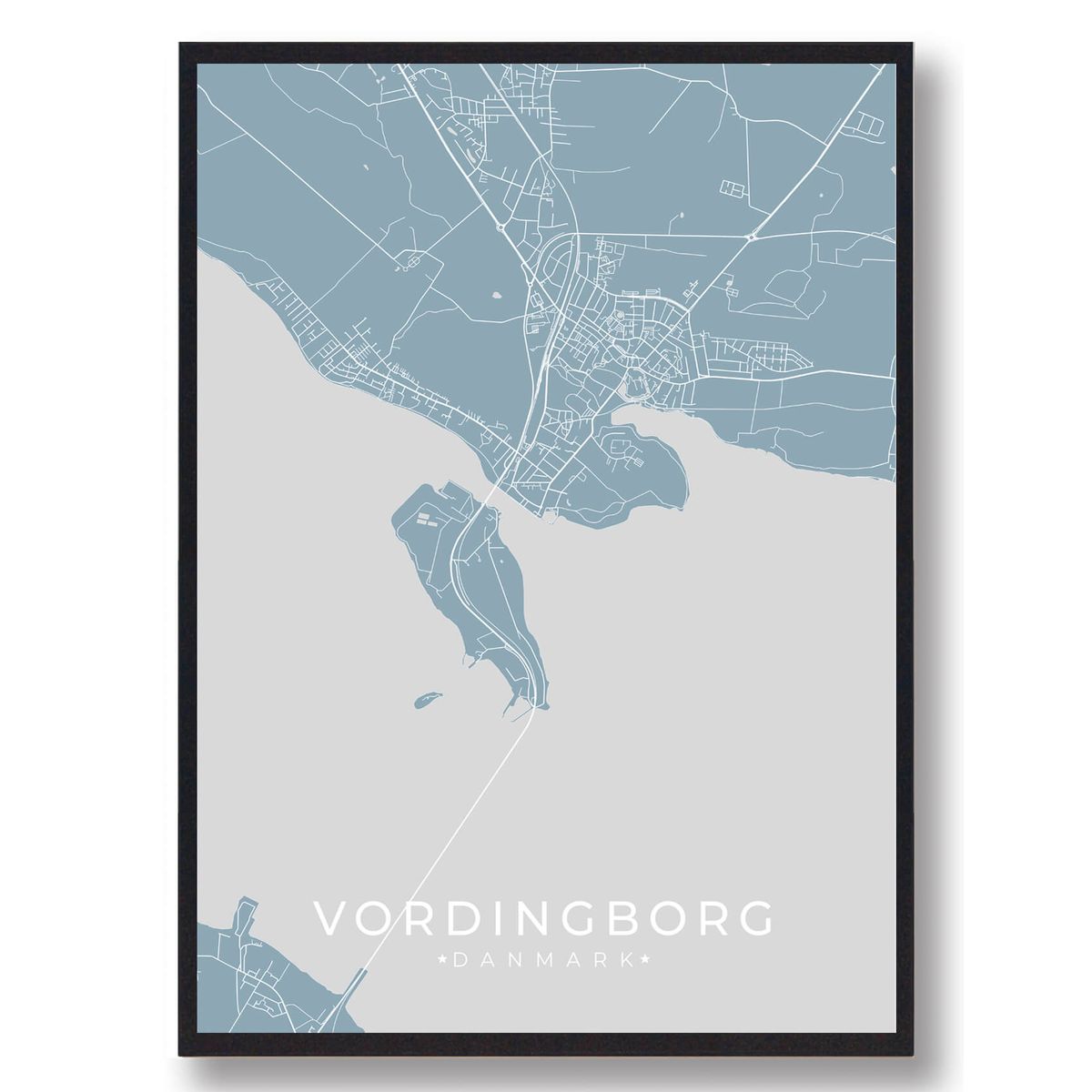 Vordingborg plakat - lyseblå (Størrelse: L - 50x70cm (B2))