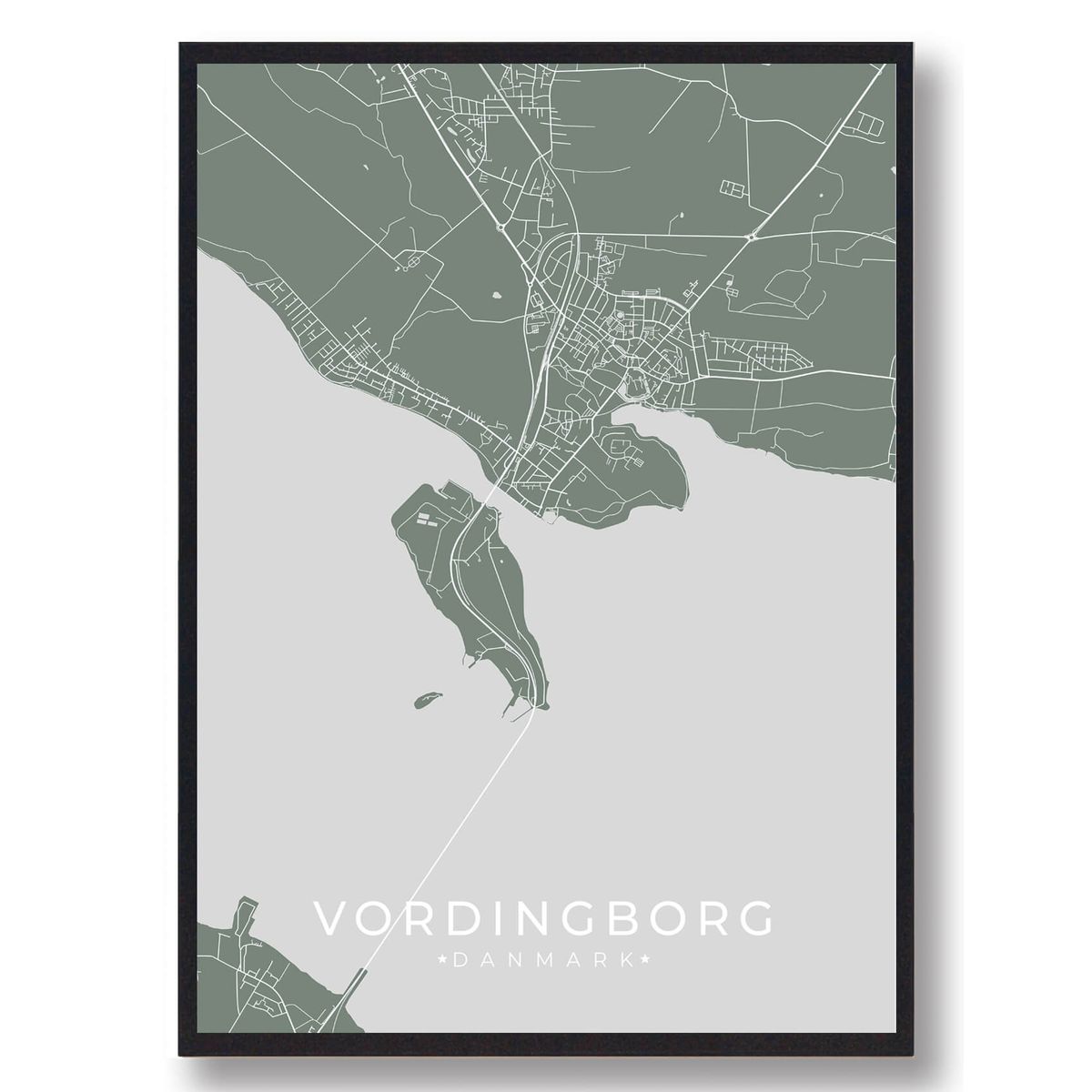 Vordingborg plakat - grøn (Størrelse: L - 50x70cm (B2))