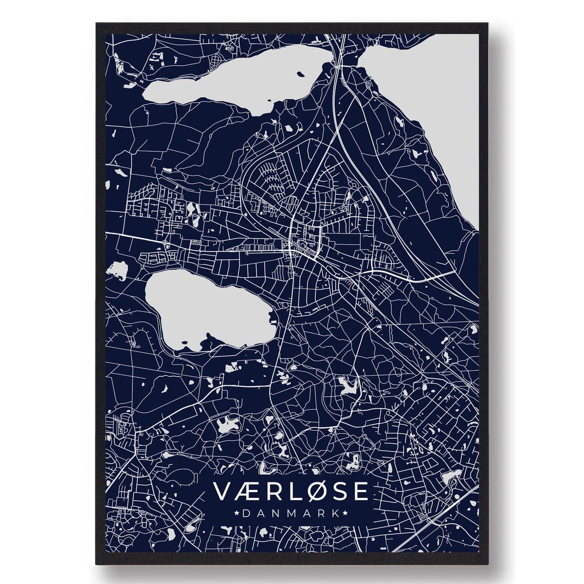 Værløse plakat - mørkeblå (Størrelse: L - 50x70cm (B2))