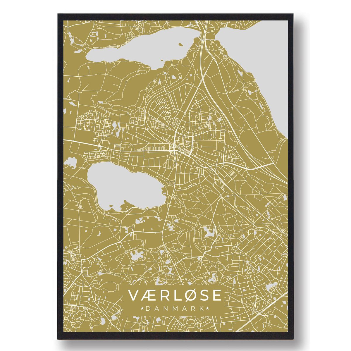 Værløse plakat - gul (Størrelse: L - 50x70cm (B2))