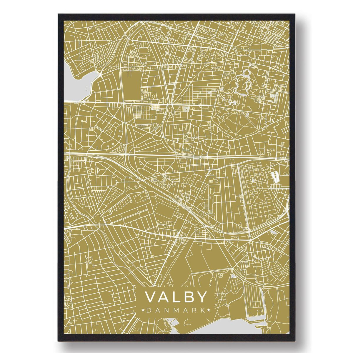 Valby plakat - gul (Størrelse: L - 50x70cm (B2))